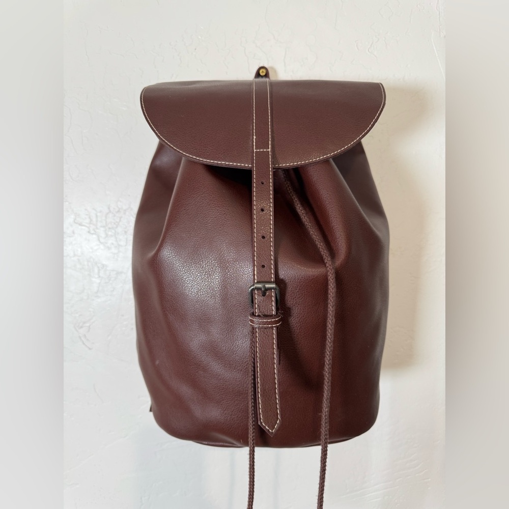 Brown Leather Drawstring Backpack In Euc - image 1